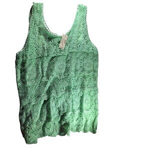 Dressbarn Green Crochet Tank Top 1X Womens cottagecore summer spring